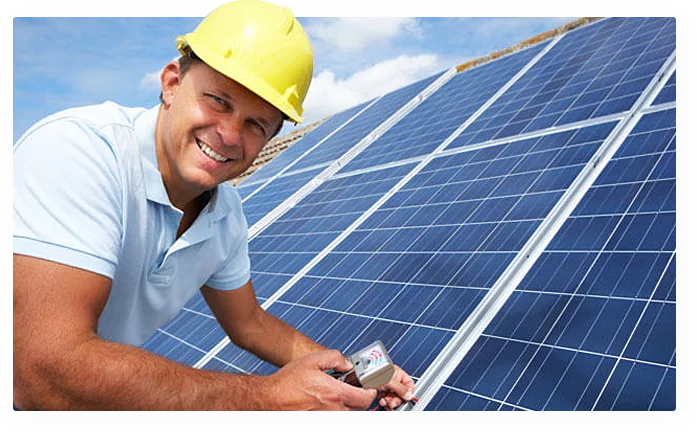 Celestial Solar technician installing solar panels
