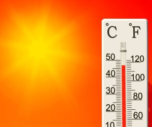 A thermometer and the sun, showing high temperatures.